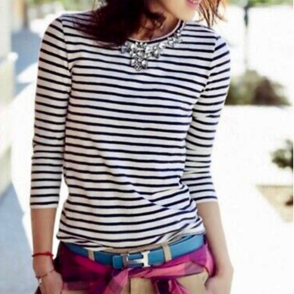 J. Crew Striped Necklace Tee 3/4 Length Sleeves Size XS - Picture 15 of 15